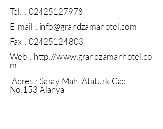 Grand Zaman Beach Hotel iletiim bilgileri